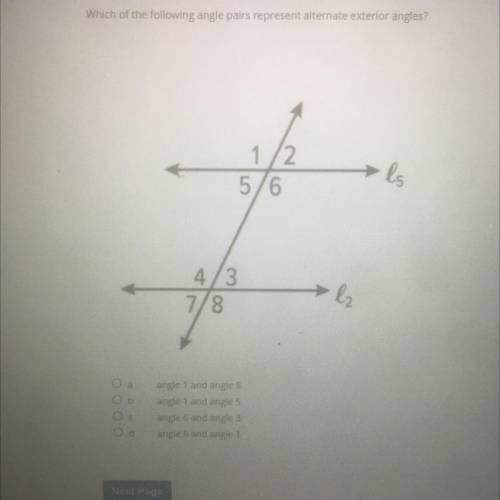 Which of the following angle pairs represent exterior angles