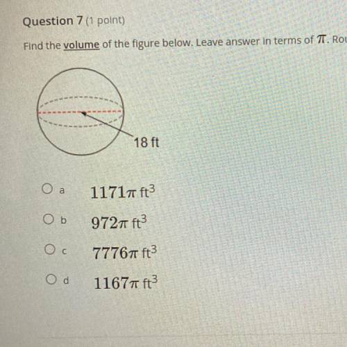 Find the volume of the figure below. Leave answer in terms of PIE Round to the nearest hundredth if