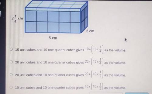 Which method would determine the volume of the prism shown below? 2 - cm 4 2 C 2 cm 5 cm 10 unit cu