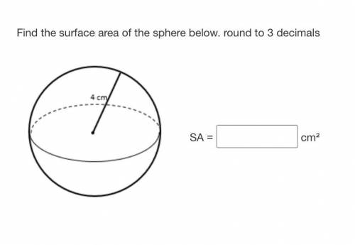 Find the surface area of the sphere below. Round to 3 decimals.