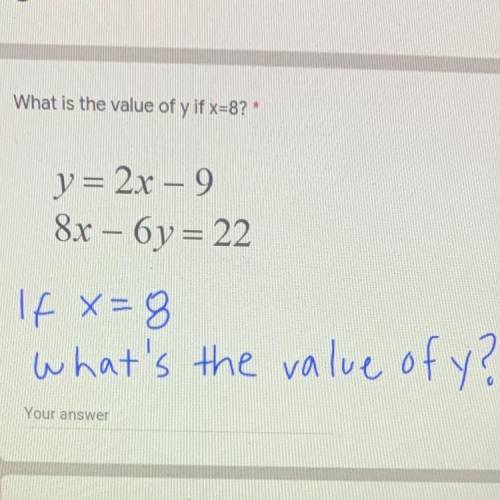 ￼what is the value of y if x=8