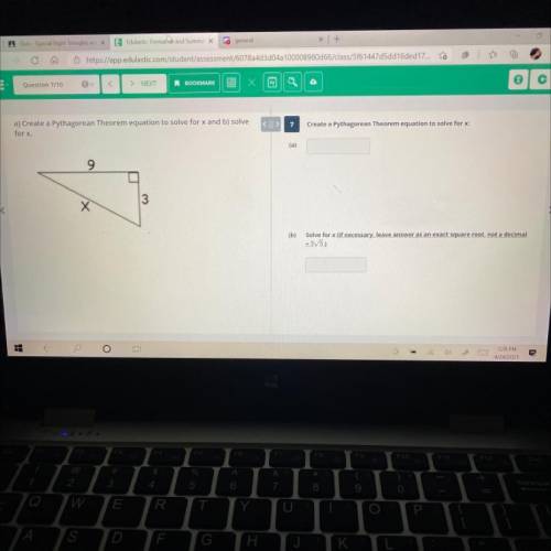 A) create a Pythagorean theorem equation to solve for X 
B) solve for X