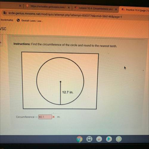 Find the circumference of the circle and round to the nearest tenth
