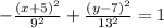 -\frac{(x+5)^{2} }{9^{2} }+\frac{(y-7)^{2} }{13^{2} } = 1