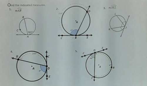 Find the indicated measures.Can someone plz help me with 1-5 >_<​