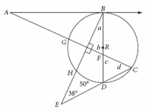 Match the angle measures with their values based on the diagram below. Note that ray AB is tangent