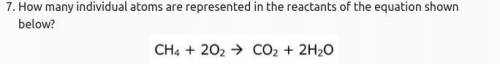 How many individual atoms are represented in the reactants of the equation shown below?