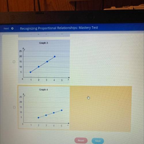 Select ALL the correct answers.

Which graphs show a proportional relationship?
Graph 1
25
20
15
1