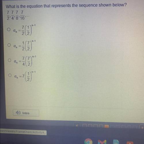 What is the equation that represents the sequence shown below?
Please help