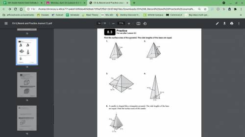 I need help with all of the answers pls its surface areas of a pyramid