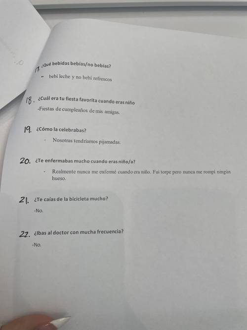 Can someone fluent in Spanish make sure the answers to the following questions are correct? I need