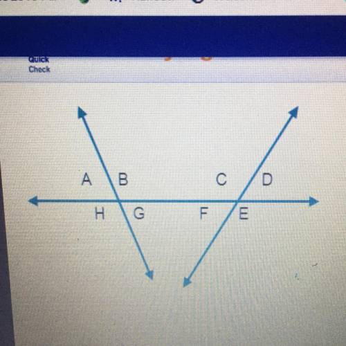 Which of the pairs of angles are vertical angles and

thus congruent?
ZA and ZG
ZA and B
ZC and E.