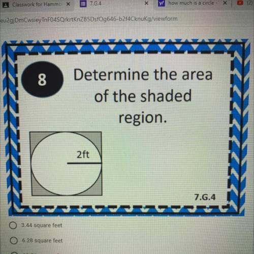 8
Determine the area
of the shaded
region.
2 ft
7.6.4