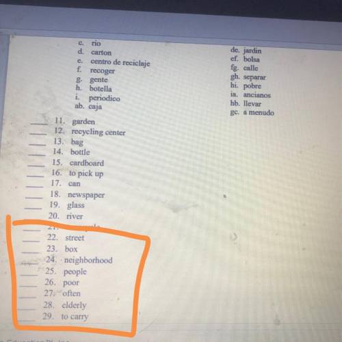 Will give brainliest! Match the words circled :)