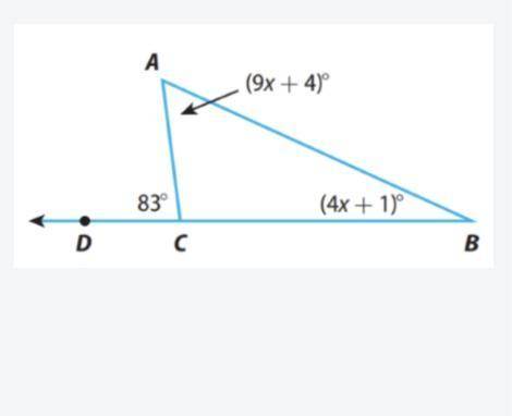 Find the value of x in the figure. (Show all work)
