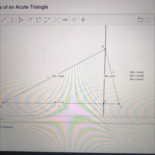 Using the formula for the area of a triangle area= 1/2 * base * height an expression for the area o