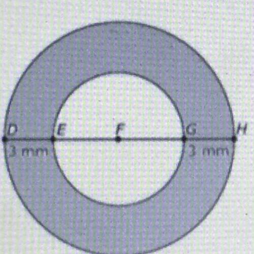 The diagram below shows 2 circles with the same center point F Points

E, F, and G are on the same