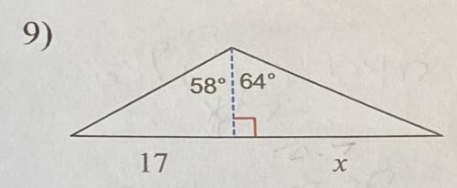 PLEASE HELP Find the length of the side labeled x. Round intermediate values to the nearest tenth.
