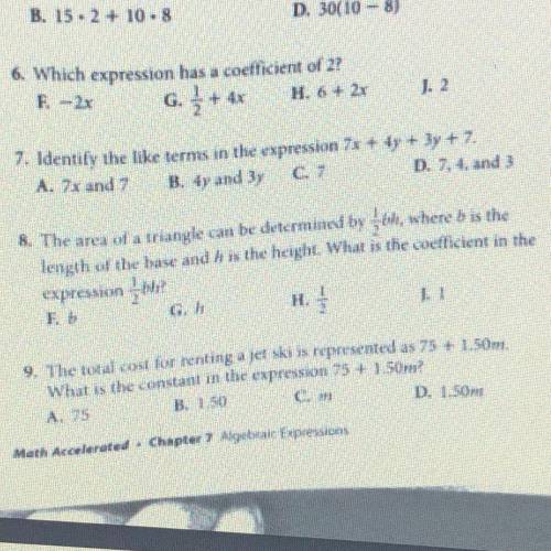 Anyone know the answer to 7, 8, 9
