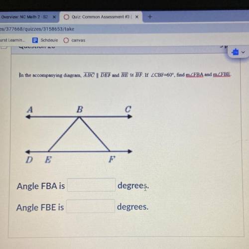 What is the angle fba equal to and also what is fbe equal to