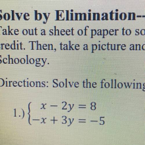 I need help with this elimination problem