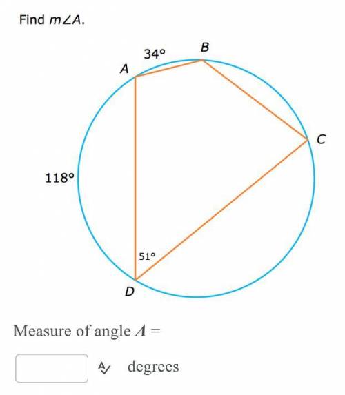 Find m
Measure of angle A =