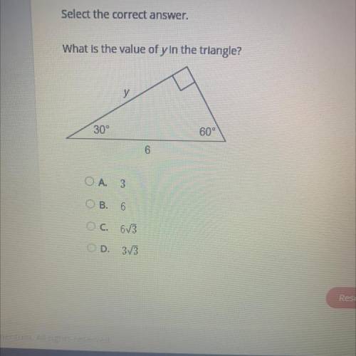 What is the value of y in the triangle ?