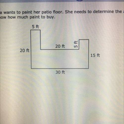 Mrs. Garcia wants to paint her patio floor. She needs to determine the area so she will know how mu