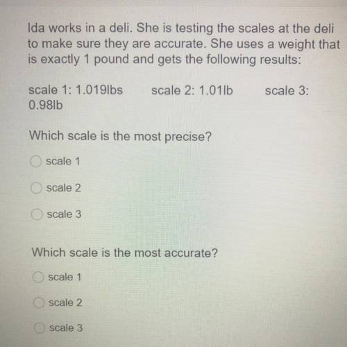 Which scale is most precise?
which scale is most accurate?