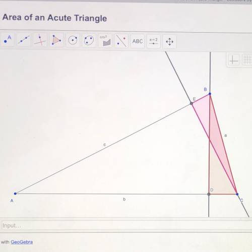 Summarize the three formulas that you derived for the area of acute triangle ABC . Also describe th