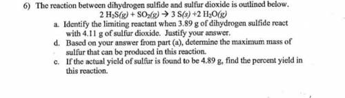 The reaction between dihydrogen sulfide and sulfur dioxide is outlined below.

2 HS(g)+SO(g) → 3 S