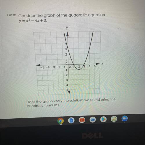HELP FAST

Consider the graph of the quadratic equation
y = x^2 - 4x + 3.
Does the graph verify th
