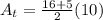 A_t = \frac{16 + 5}{2}(10)