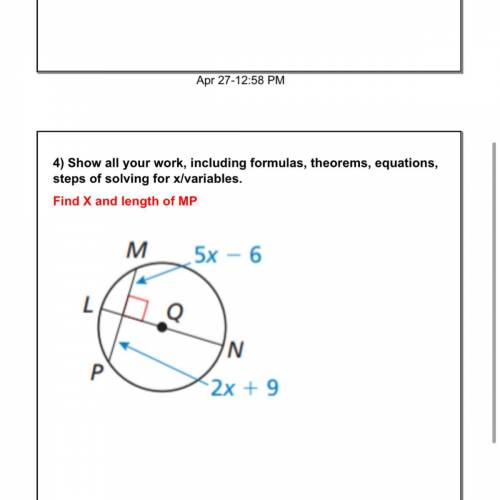 How to show work on this and edit this please with full work geometry problem find x for this geome