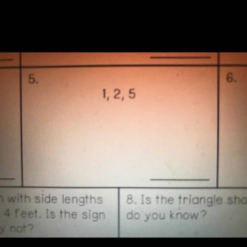 Write yes or no to stage whether or not the given side lengths would form a right triangle