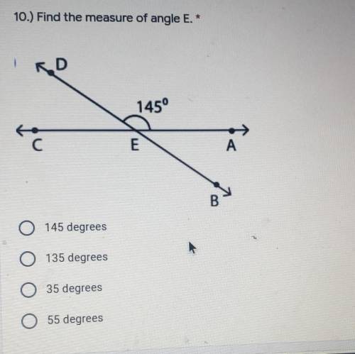 10.) Find the measure of angle E.​