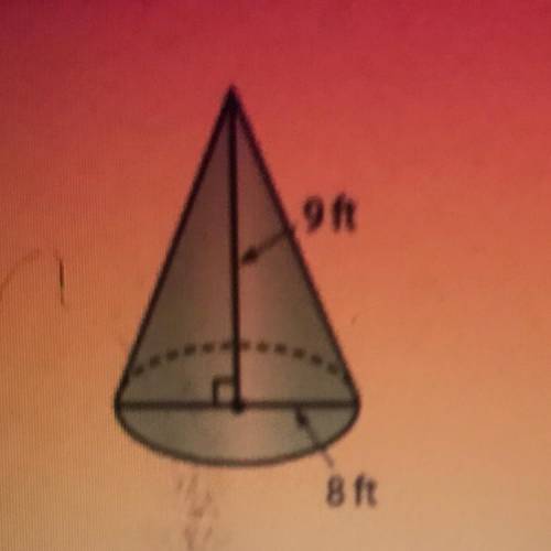 Find the volume of the cone show all your work .