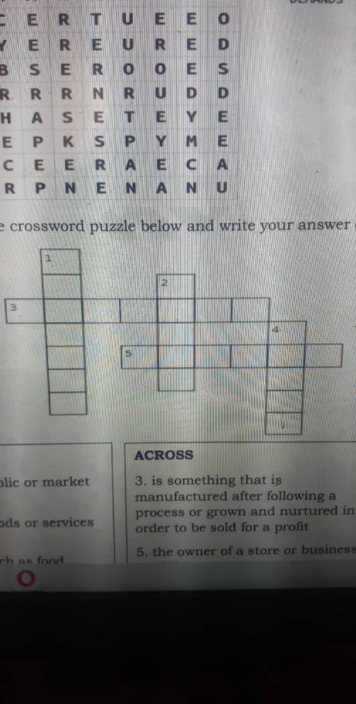 Complete the crossword puzzle below and write your answer on a
separate sheet of p
