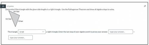 Determine if the triangle with the given side lengths is a right triangle. Use the Pythagorean Theo
