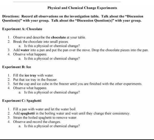 I want you guys to tell me if each one of these are (chemical change) or (physical change)

Whoeve