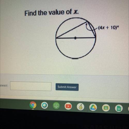 Find the value of x.
(4x + 10 )