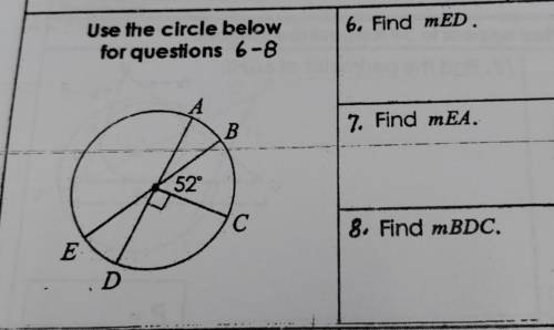 Use the circle below for questions 6-8​