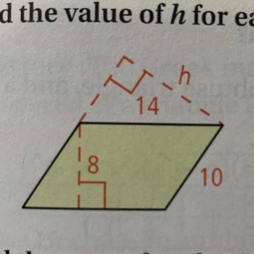 Find the value of h for each parallelogram