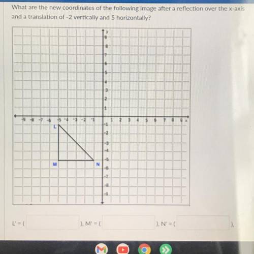 What are the new coordinates of the following image after a reflection over the x-axis and a transl