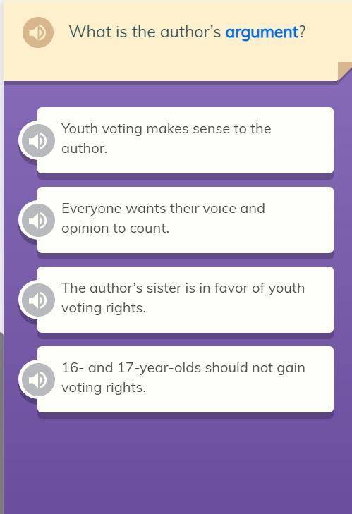 What is the author's argument? A) Youth voting makes sense to the author. B) Everyone wants their v