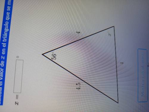 Calcula el valor de x en el triángulo que se muestra abajo.