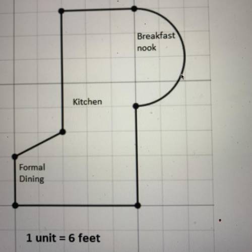 Using the floor plan below, calculate the total area of the space. Must show all work