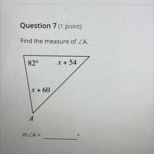 I need to find the measure of angle A. Please help I do not know how to do this. Any tips will be a