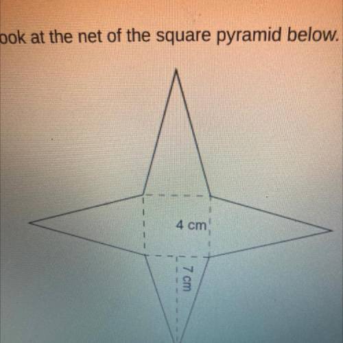 Look at the net of square pyramid below l. What is the surface area?