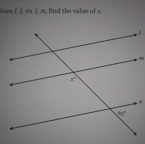 Given l || m || n, find the value of x.​